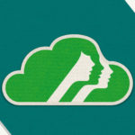 girl scouts logo on a cloud with a green background