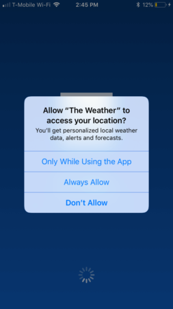 Screenshot of the Weather Channel iOS app