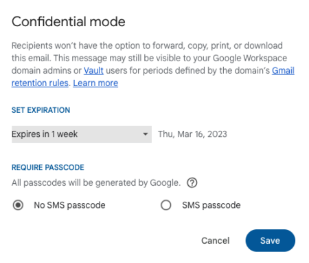 Google Confidential Mode