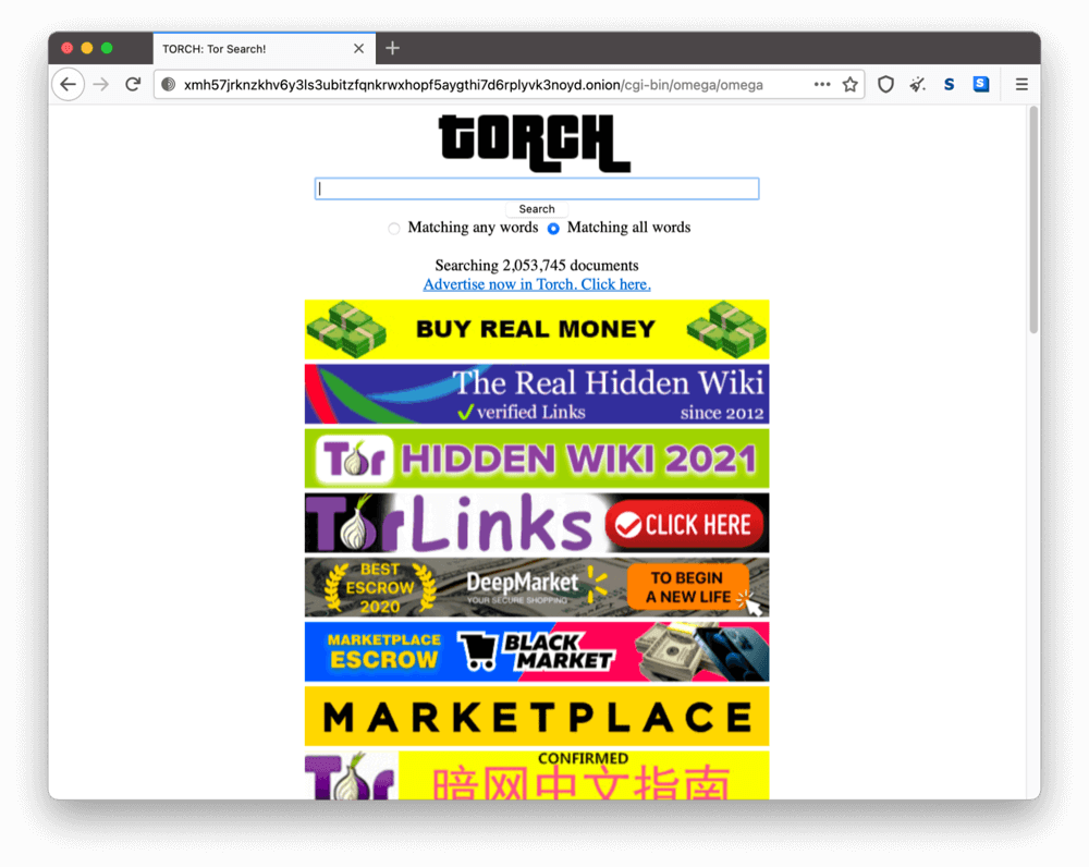 Torch is one of the best dark web search engines.