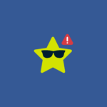 Warning sign next to star wearing sunglasses representing celebrity scams