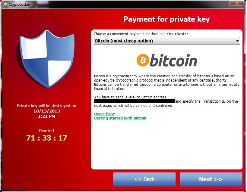The lock screen from Cryptolocker, a ransomware program from 2013-2014 that earned its creators an estimated $3 million.