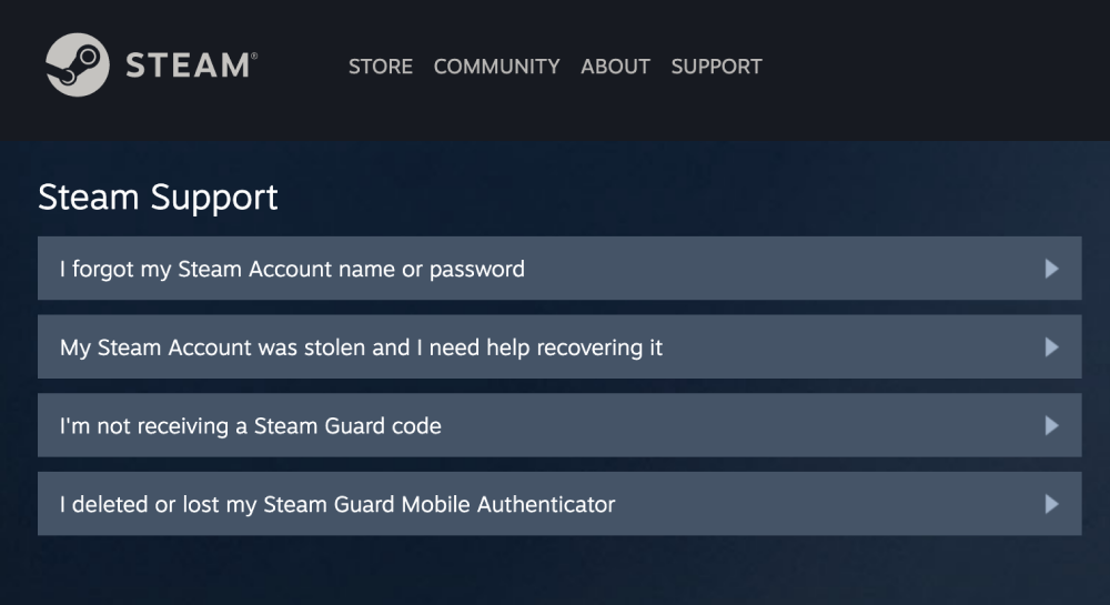 Steam support screen.