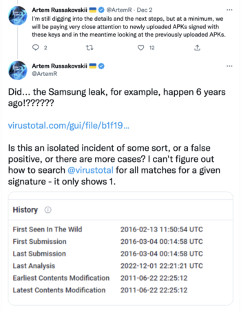 Tweet about Samsung lost keys.