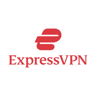 Kwadratowe logo ExpressVPN z białym tłem.