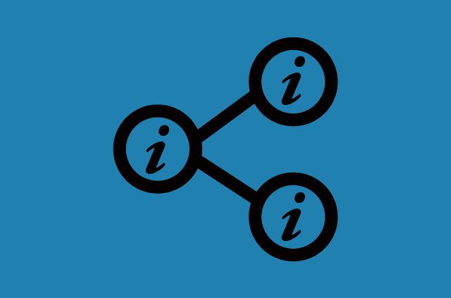 Three information icons linked to eachother.