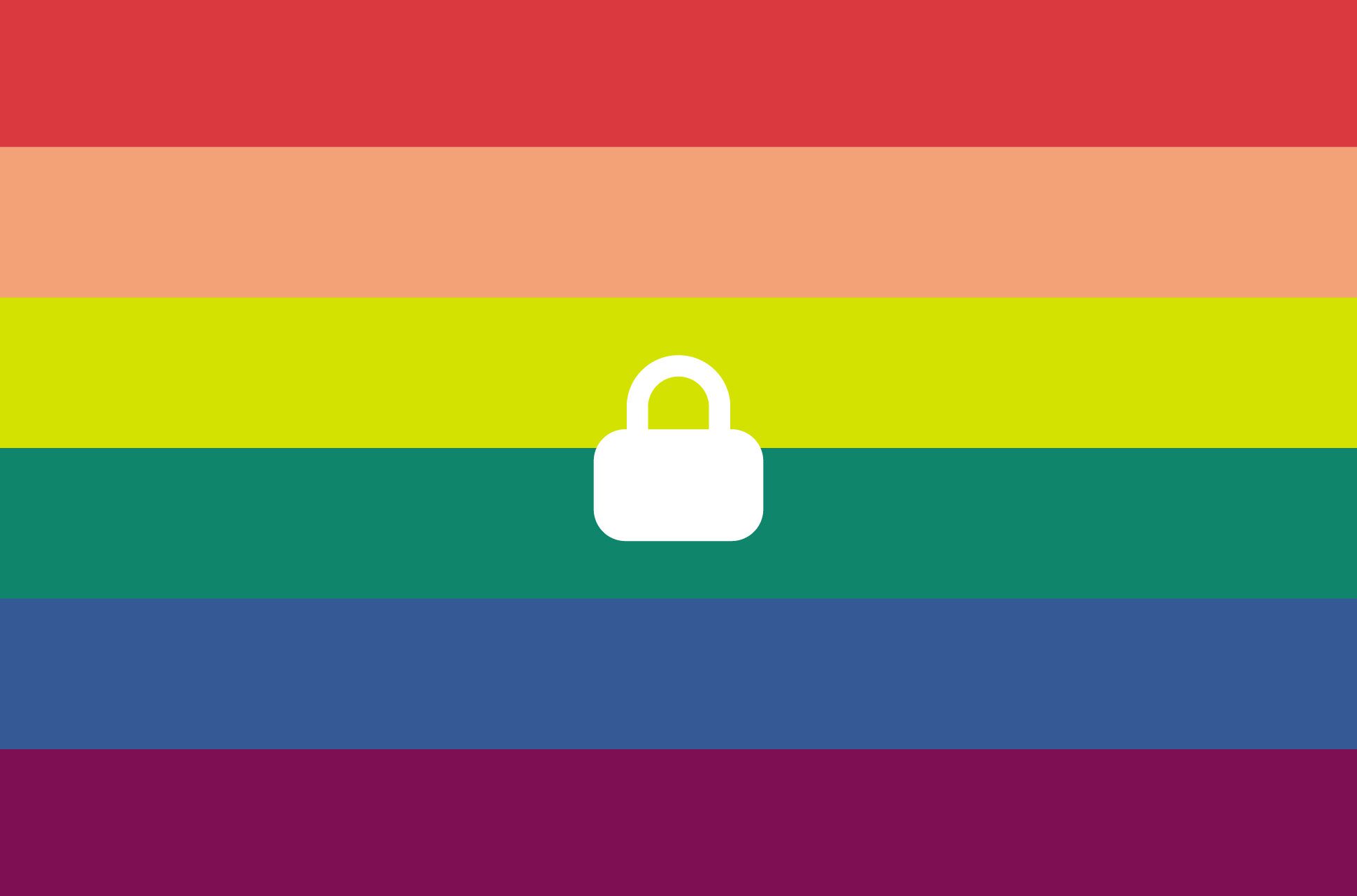 Pride flag with a padlock.