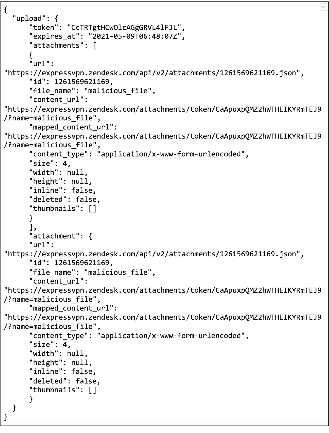 Code response to Zendesk upload.