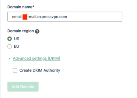 Creating a subdomain with Mailgun.