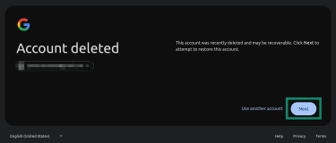 Confirming recovery through last Gmail account password.