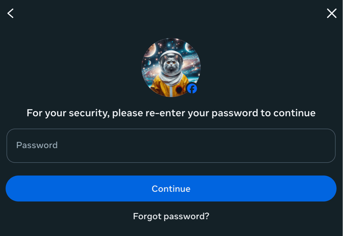 Facebook demande de saisir le mot de passe du compte avant la suppression de celui-ci.