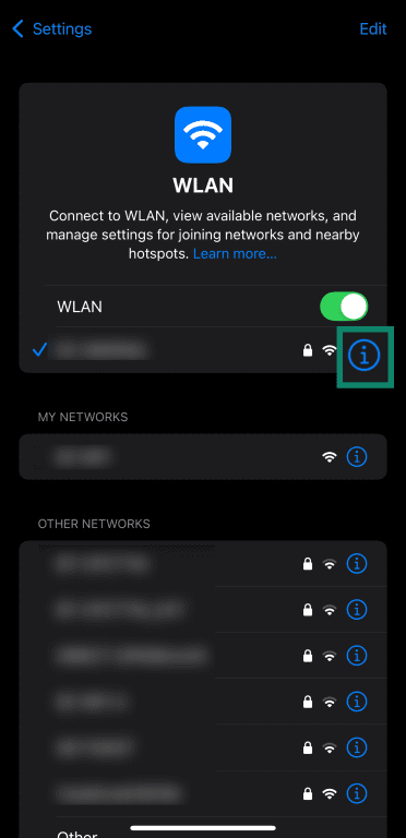 Accessing connected network details on iOS.