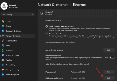 5 Best DNS Servers For Gaming In 2026 DNS Gaming Guide Find The Option Called DNS Server Assignment And Click The Edit Button 375x261 