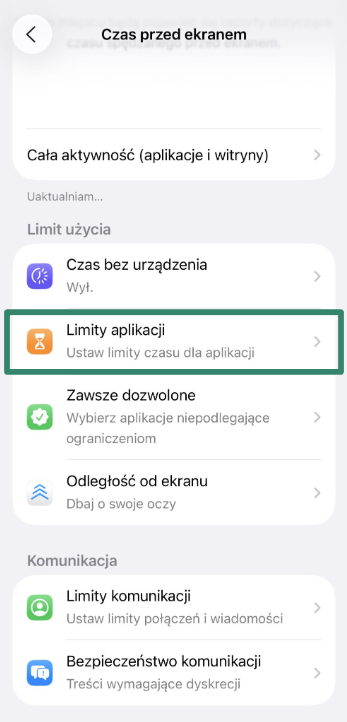 App Limits section with Add Limit option selected.