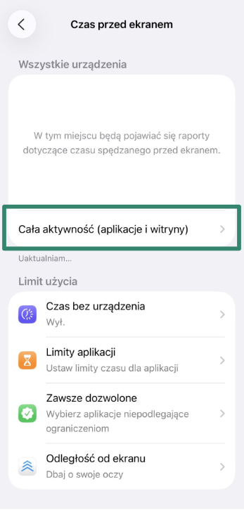 Screen Time menu with See All App & Website Activity option.