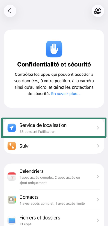 Privacy & Security settings with Location Services selected.