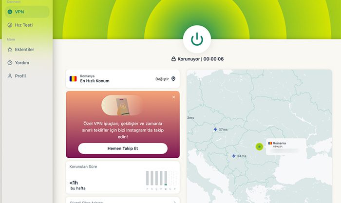 Screenshot of the main connection window in the ExpressVPN macOS app