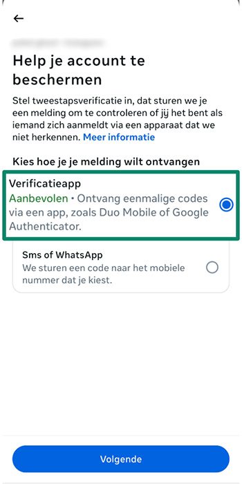 List of available 2FA options for a particular account.