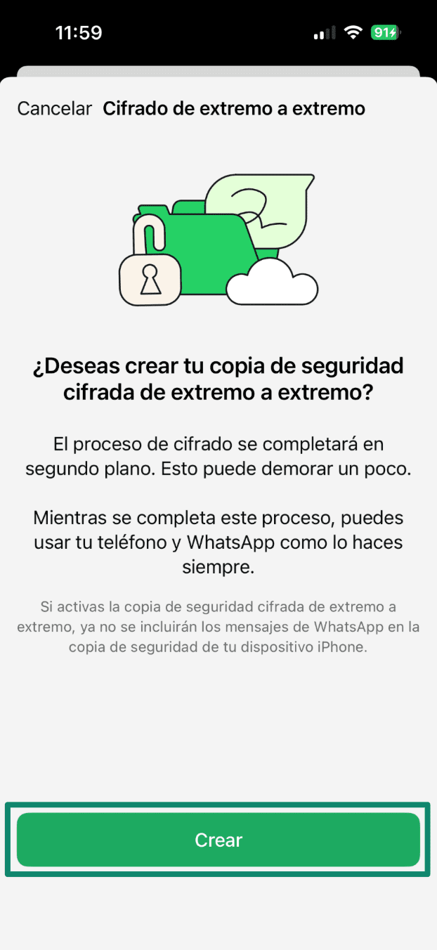Tap Create Es