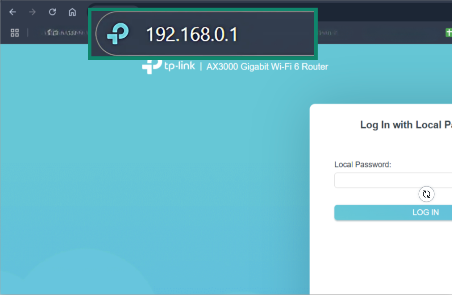 Enter your router IP address to access it