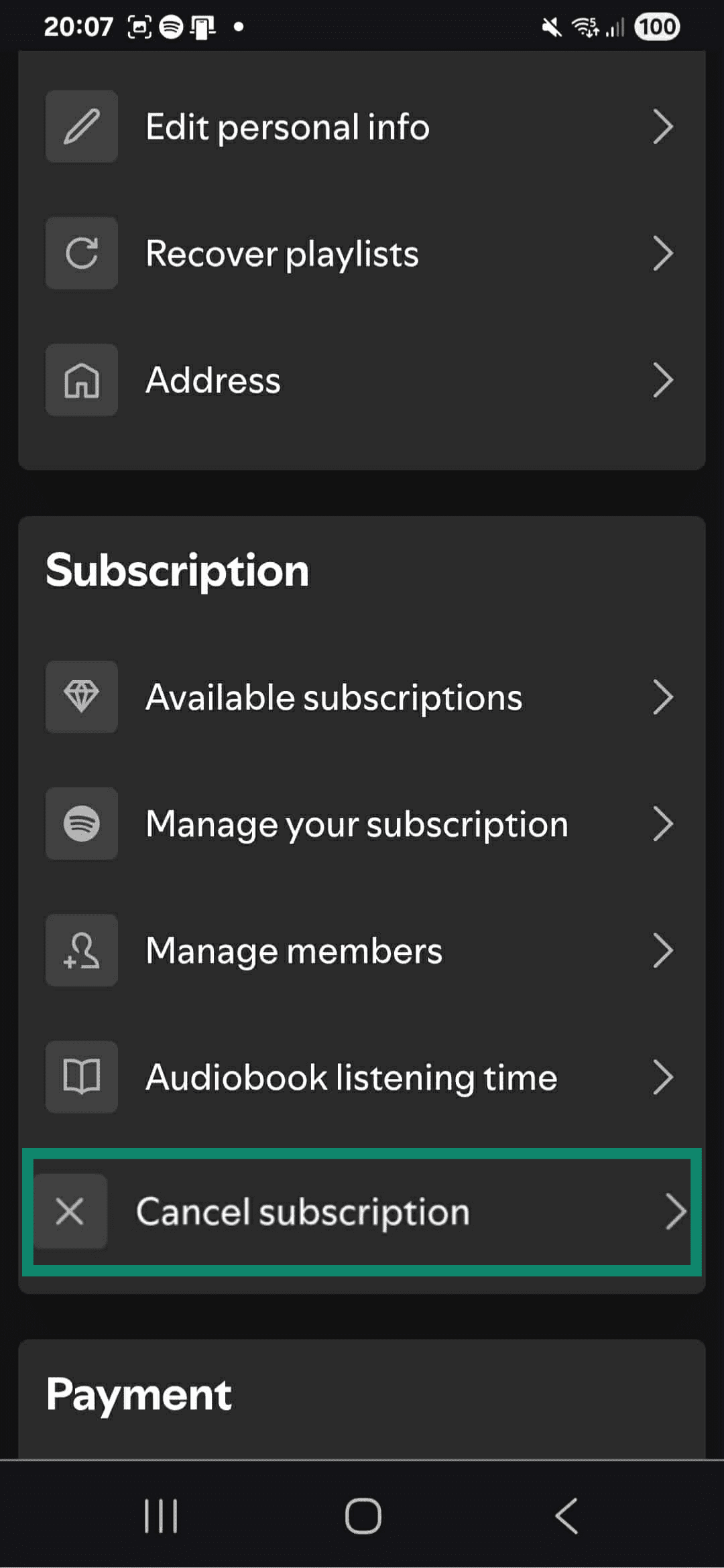 A screenshot highlighting Spotify's subscription options.