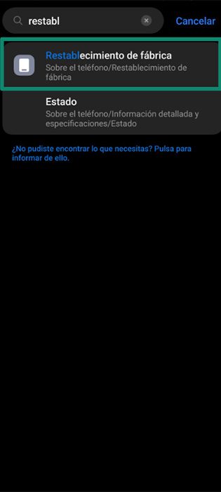 The Reset options menu of an Android phone, with the "Erase all data (factory reset)" option highlighted.