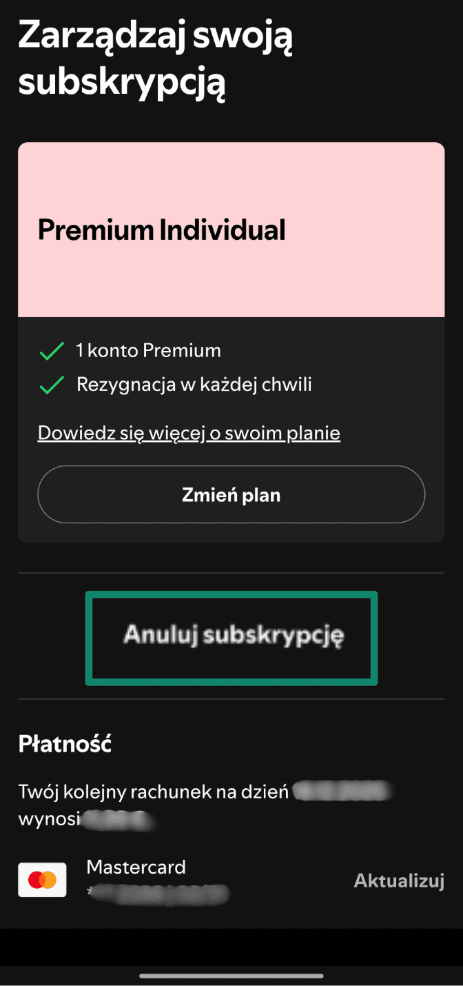 Tap Cancel Subscription Pl