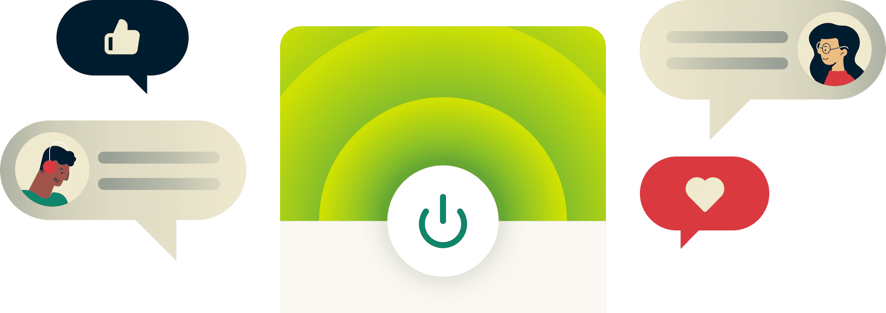 ExpressVPN açık ve kullanıcılardan gelen yorumlarla çevrili.