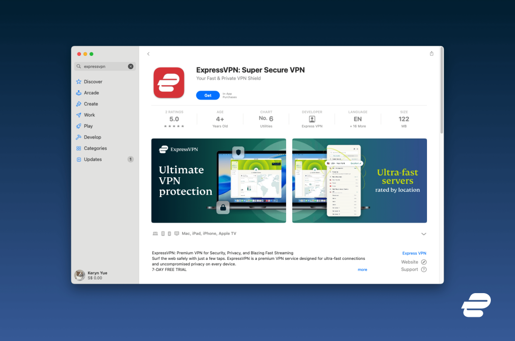 New ExpressVPN native macOS app pictured in App Store context