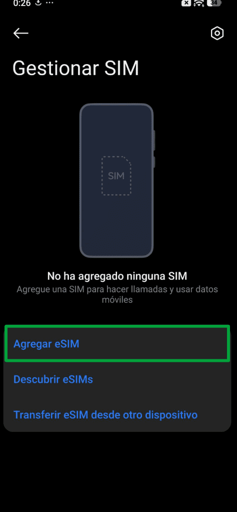 Add SIM option in the SIM Settings on Android.