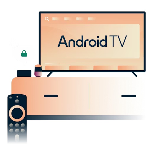Android TV, защитен с приложението ExpressVPN.