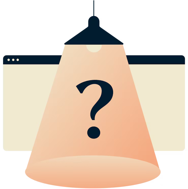 Question mark under a lamp light.