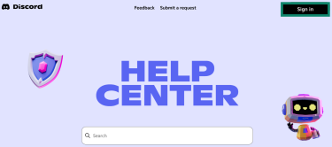 Discord's Help Center sign-in page.