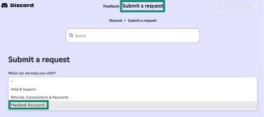 How to submit a ticket on Discord for a hacked account.
