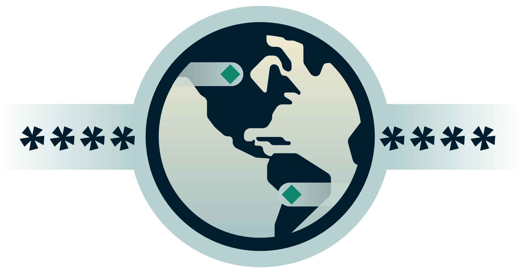 Globo no meio de uma senha encriptada.