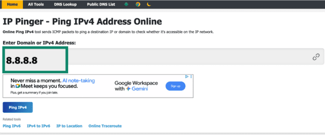 How to ping an IP address