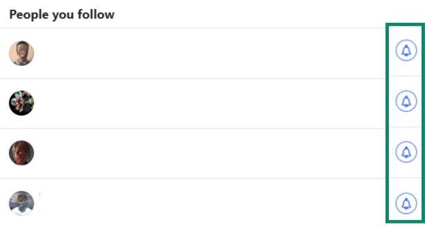 The Quora list of people you follow and the bell for notification.