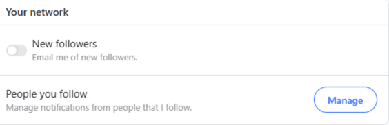 The Quora email notification sliders for your network activity.