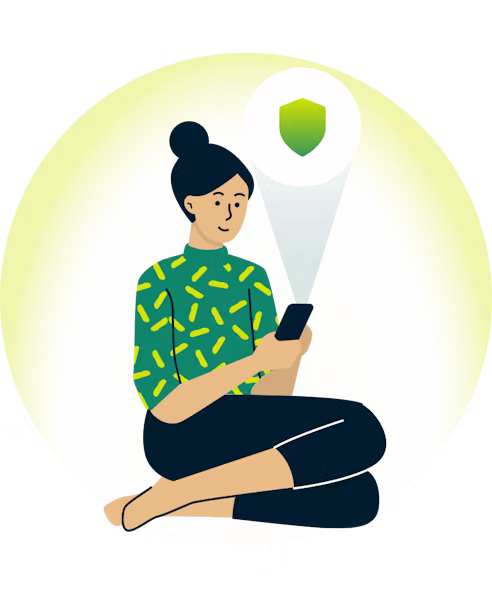 Person holding a phone and coffee cup.