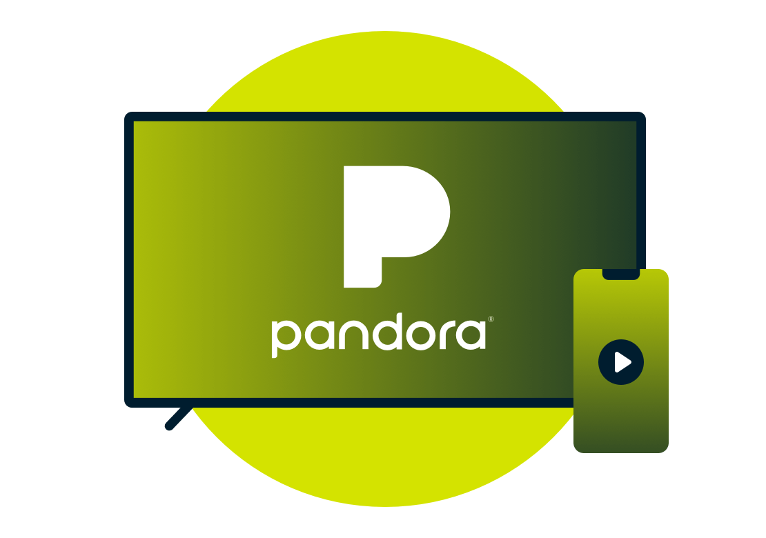 Pantalla de televisión con el logotipo de Pandora.