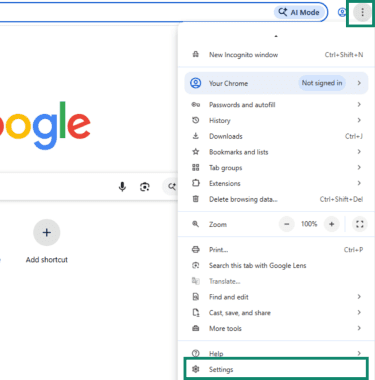 Open the Settings menu in Google Chrome.