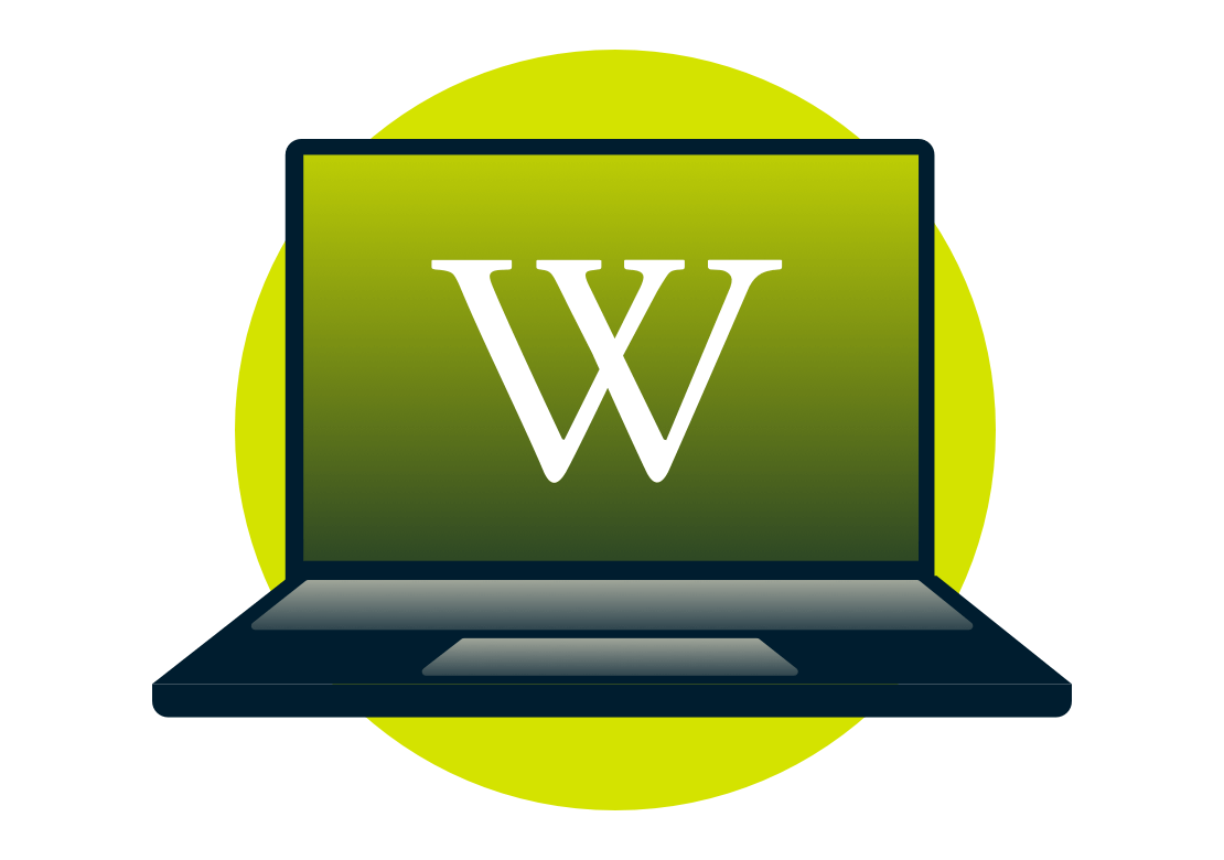 Il logo di Wikipedia sullo schermo di un portatile.