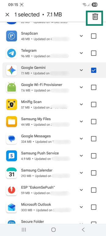 The trash can icon in the upper-right corner.