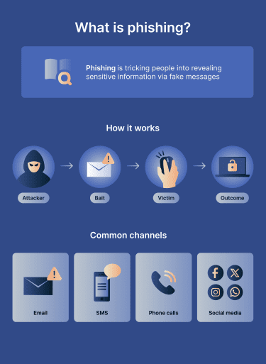 An overview of what phishing is and how it works.