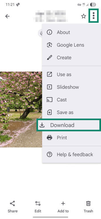 Downloading photos from Google Photos backup.