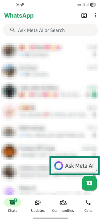 Opening Meta AI on WhatsApp.