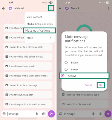 How to mute Meta AI on WhatsApp.