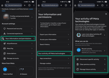 Limiting third-party data collection on Facebook, Instagram, and connected accounts.