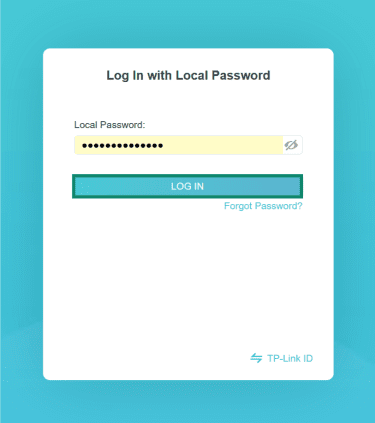 The login page of a TP-Link router admin interface