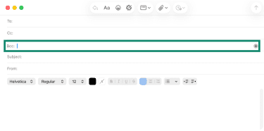 An Apple Mail in Mac new message window, showing the Bcc address bar.